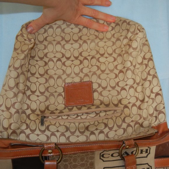 Coach Leather Gallery Purse Shoulder Bag Signature Brown Logo Hangtag Lined - Picture 7 of 14